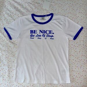 Sporty & Rich White Tee with Blue Accents